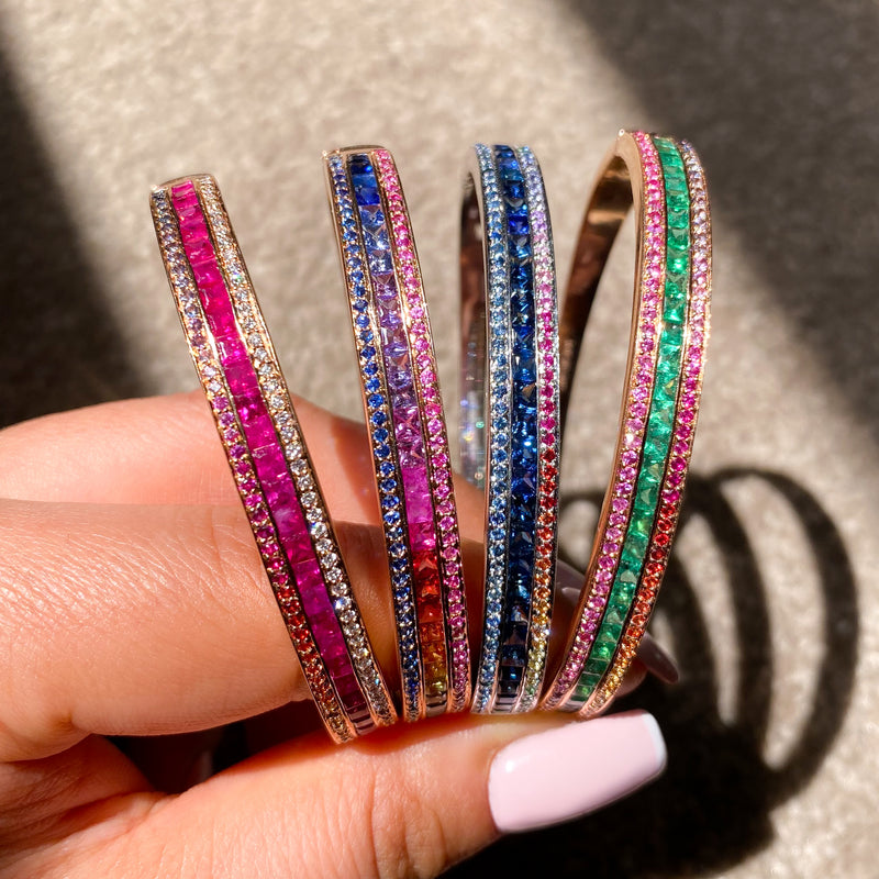 The Emerald Radiant Union Bracelet in Rose Gold