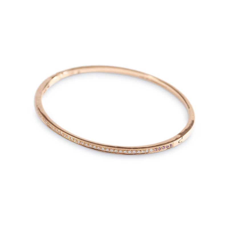 The Diamond and Pink Sapphire Journey Bracelet in Rose Gold