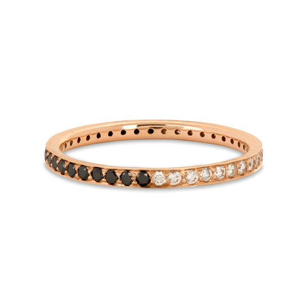 The Journey White Diamond and Black Diamond Ring in Rose Gold