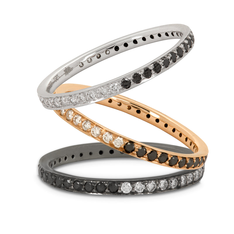 The Journey White Diamond and Black Diamond Ring in Rose Gold