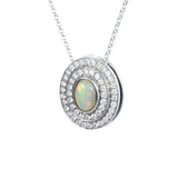 The Alice White Opal Cabochon and Diamonds Eclipse in 18K White Gold